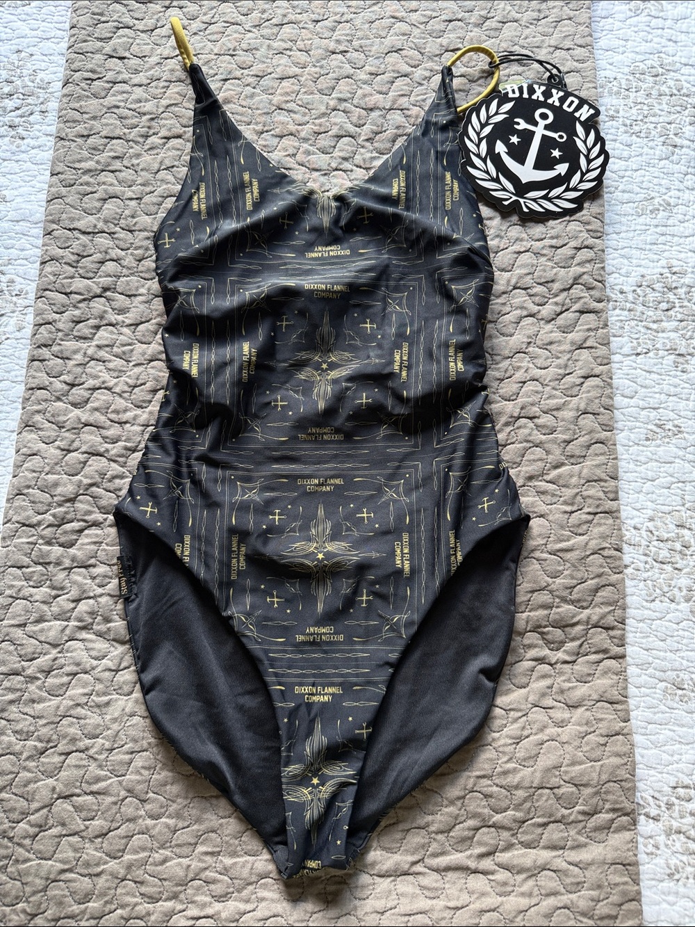 DIXXON Black swimsuit with Gold Printed Logo